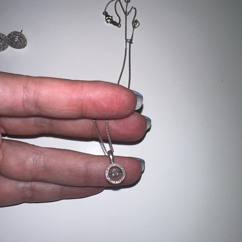 Diamond earrings and necklace